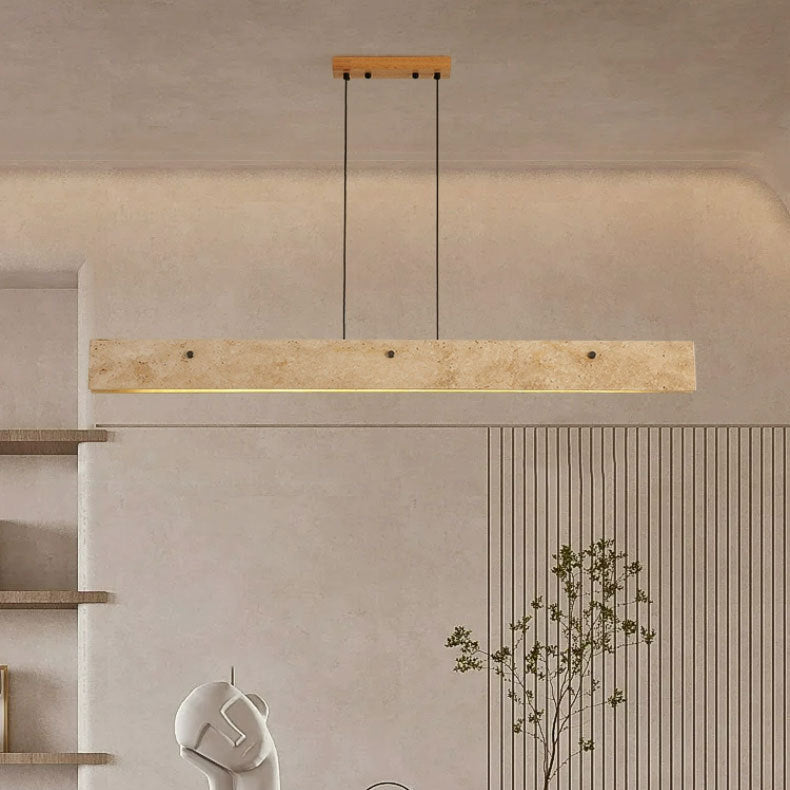 Traditional Japanese Travertine Aluminum Strip Rectangular LED Chandeliers Island Light For Dining Room