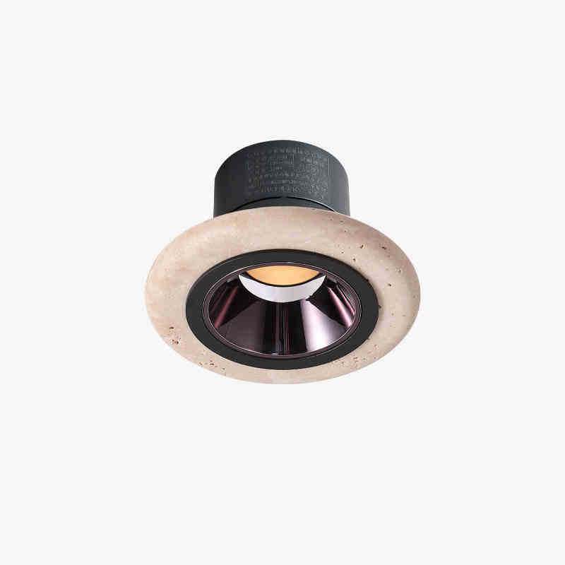 Traditional Japanese Travertine Aluminum Round LED Flush Mount Ceiling Light Recessed Lighting For Living Room
