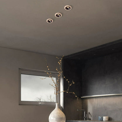 Traditional Japanese Travertine Aluminum Round LED Flush Mount Ceiling Light Recessed Lighting For Living Room