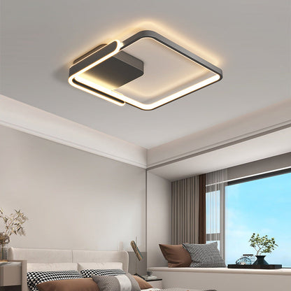 Modern Minimalist Iron Aluminum Square Round Line LED Flush Mount Ceiling Light For Bedroom