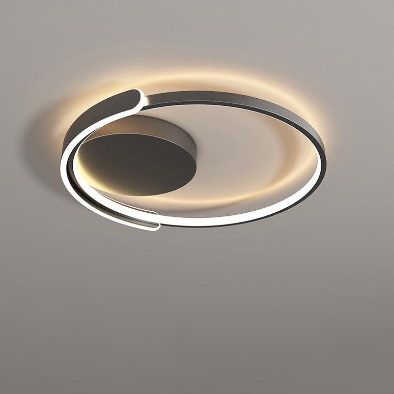 Modern Minimalist Iron Aluminum Square Round Line LED Flush Mount Ceiling Light For Bedroom