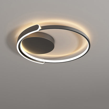 Modern Minimalist Iron Aluminum Square Round Line LED Flush Mount Ceiling Light For Bedroom