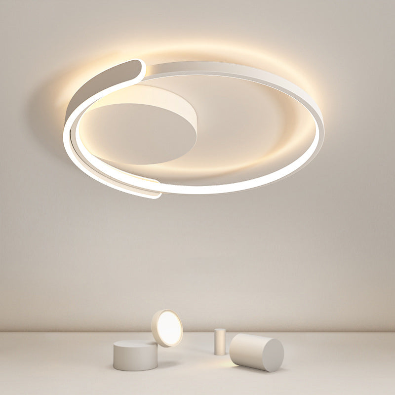 Modern Minimalist Iron Aluminum Square Round Line LED Flush Mount Ceiling Light For Bedroom
