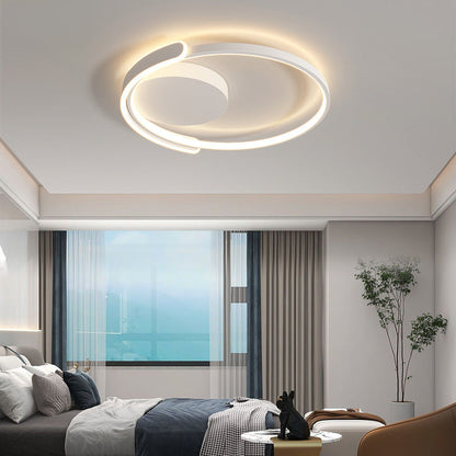 Modern Minimalist Iron Aluminum Square Round Line LED Flush Mount Ceiling Light For Bedroom