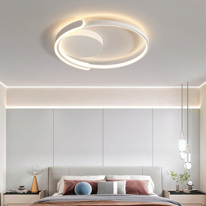 Modern Minimalist Iron Aluminum Square Round Line LED Flush Mount Ceiling Light For Bedroom