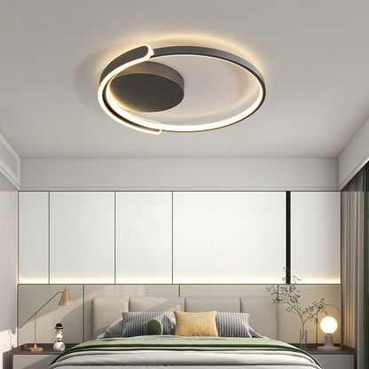 Modern Minimalist Iron Aluminum Square Round Line LED Flush Mount Ceiling Light For Bedroom