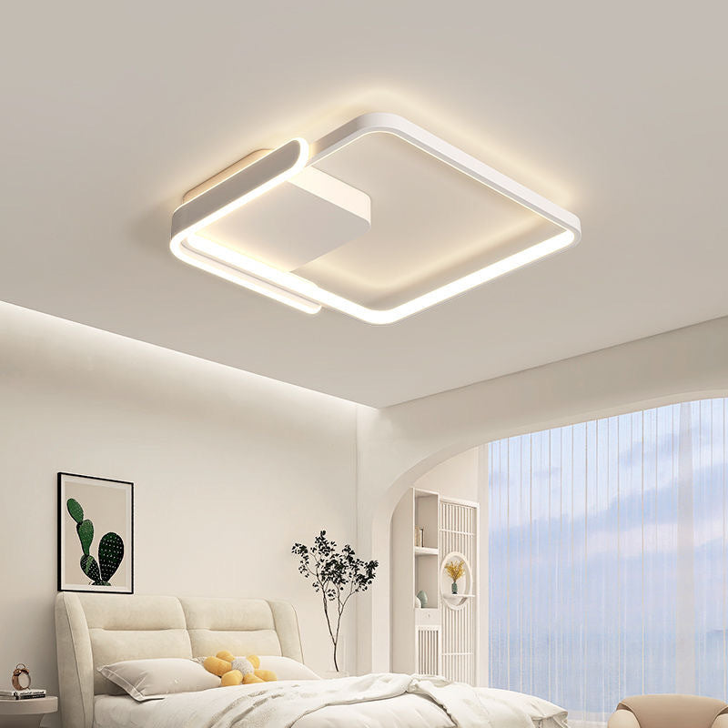 Modern Minimalist Iron Aluminum Square Round Line LED Flush Mount Ceiling Light For Bedroom