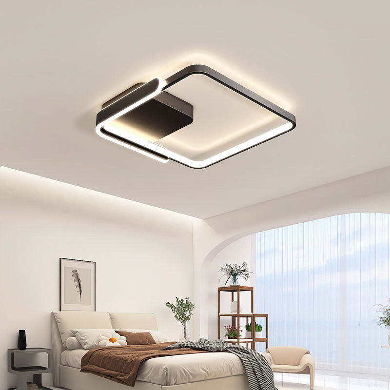Modern Minimalist Iron Aluminum Square Round Line LED Flush Mount Ceiling Light For Bedroom