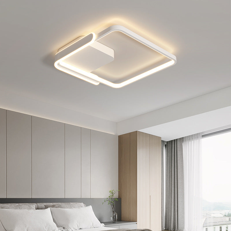 Modern Minimalist Iron Aluminum Square Round Line LED Flush Mount Ceiling Light For Bedroom