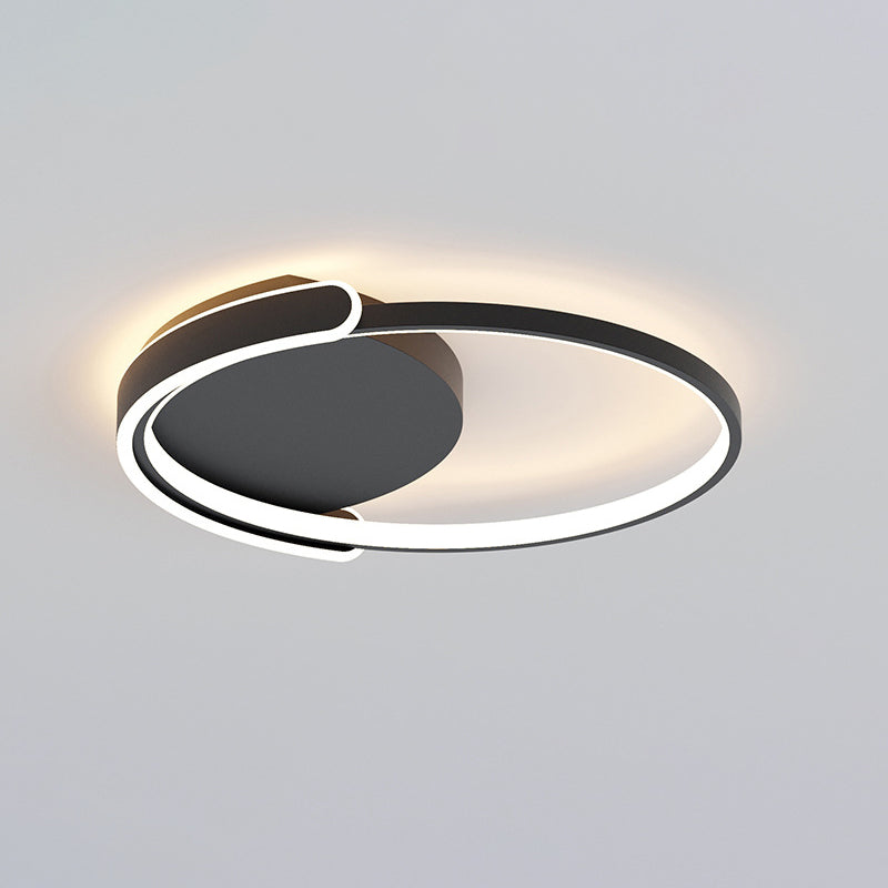 Modern Minimalist Iron Aluminum Square Round Line LED Flush Mount Ceiling Light For Bedroom
