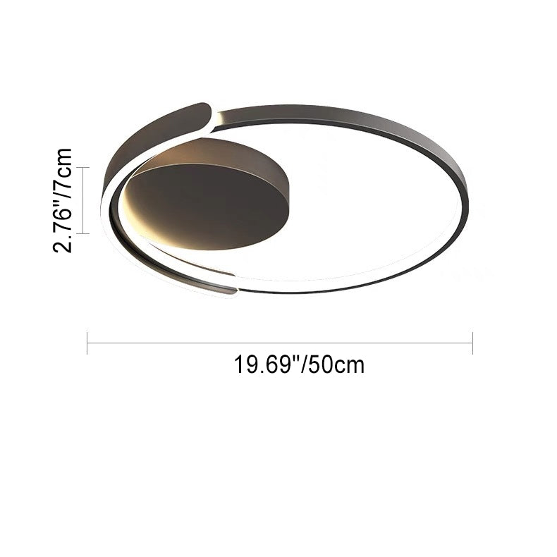 Modern Minimalist Iron Aluminum Square Round Line LED Flush Mount Ceiling Light For Bedroom