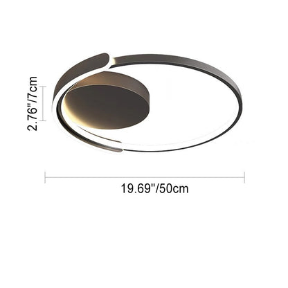 Modern Minimalist Iron Aluminum Square Round Line LED Flush Mount Ceiling Light For Bedroom