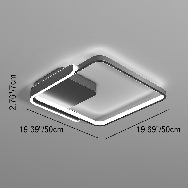 Modern Minimalist Iron Aluminum Square Round Line LED Flush Mount Ceiling Light For Bedroom