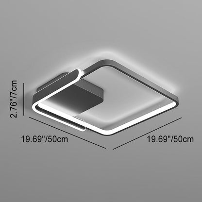 Modern Minimalist Iron Aluminum Square Round Line LED Flush Mount Ceiling Light For Bedroom