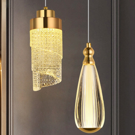 Modern Luxury Hardware Aluminum Acrylic Drop Torch LED Pendant Light For Bedside