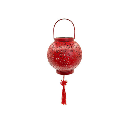 Traditional Chinese Solar Waterproof Iron Hollowed Lantern LED Outdoor Light Landscape Lighting For Garden