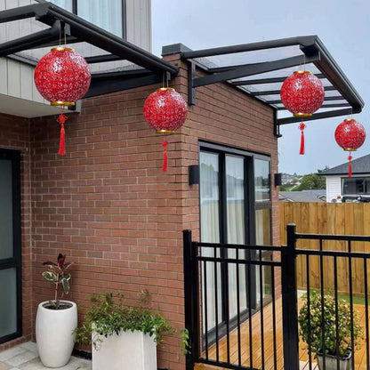 Traditional Chinese Solar Waterproof Iron Hollowed Lantern LED Outdoor Light Landscape Lighting For Garden