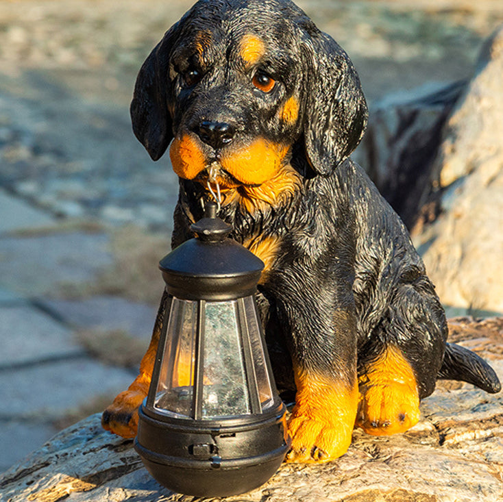 Contemporary Creative Solar Waterproof Resin Dog Ornament LED Outdoor Light Landscape Lighting For Garden