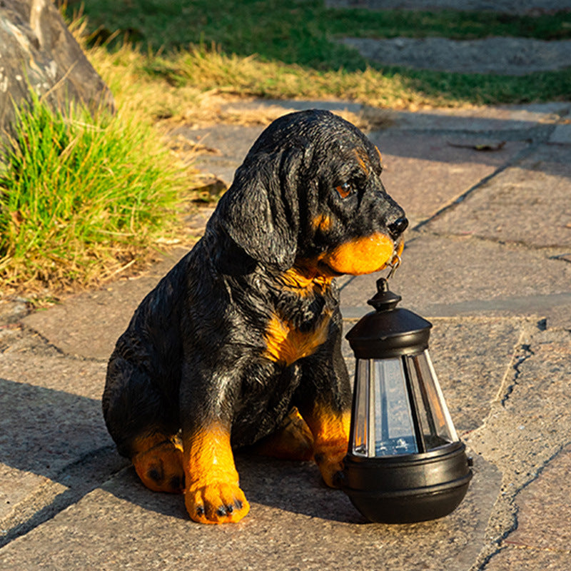 Contemporary Creative Solar Waterproof Resin Dog Ornament LED Outdoor Light Landscape Lighting For Garden