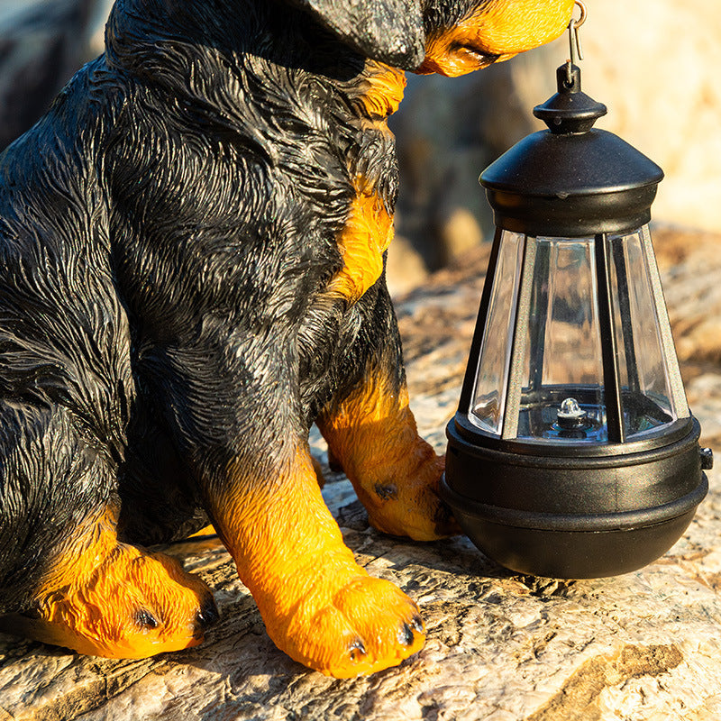 Contemporary Creative Solar Waterproof Resin Dog Ornament LED Outdoor Light Landscape Lighting For Garden
