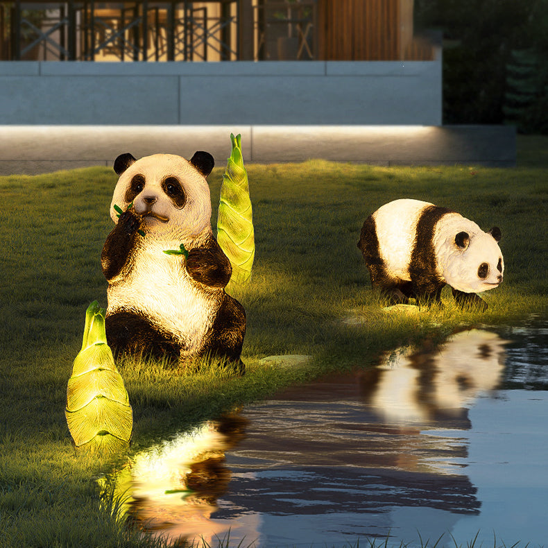 Modern Art Deco Solar Waterproof Resin Fiberglass Imitation Panda Bamboo Shoot LED Outdoor Light Landscape Lighting For Garden