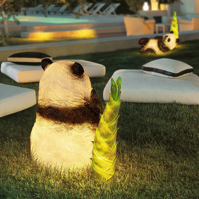 Modern Art Deco Solar Waterproof Resin Fiberglass Imitation Panda Bamboo Shoot LED Outdoor Light Landscape Lighting For Garden