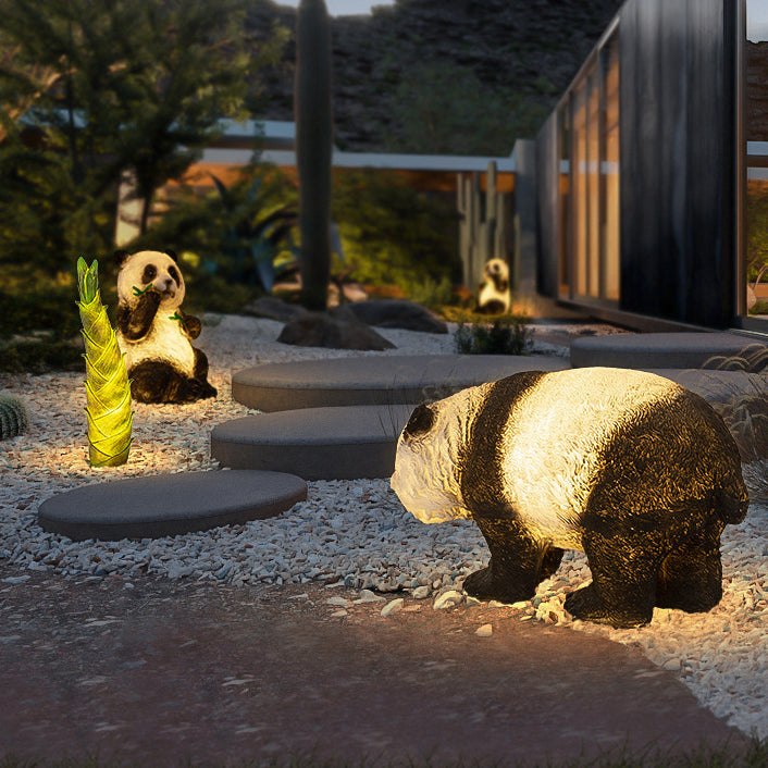 Modern Art Deco Solar Waterproof Resin Fiberglass Imitation Panda Bamboo Shoot LED Outdoor Light Landscape Lighting For Garden