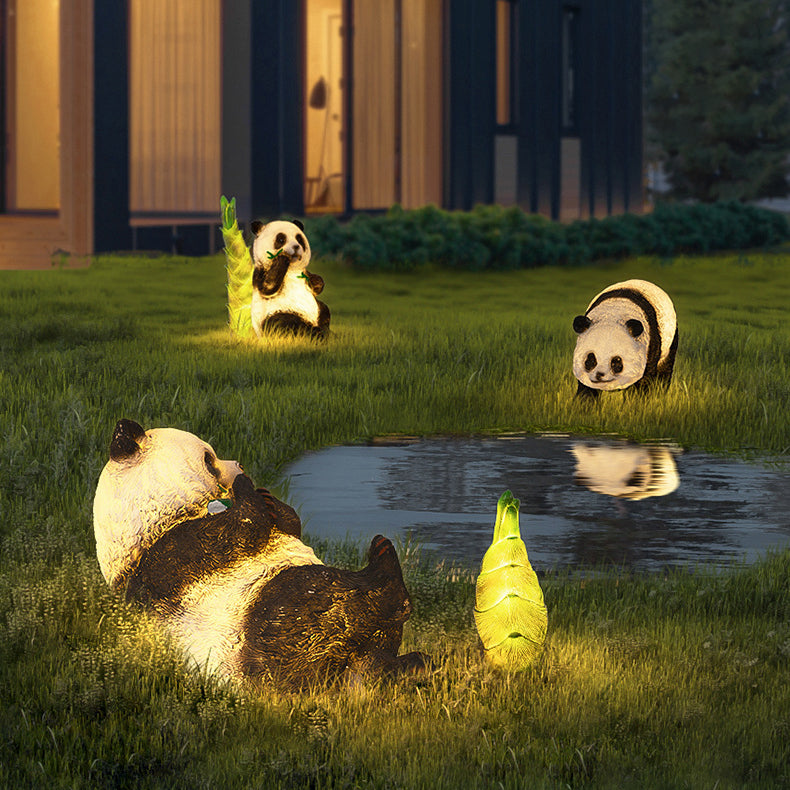 Modern Art Deco Solar Waterproof Resin Fiberglass Imitation Panda Bamboo Shoot LED Outdoor Light Landscape Lighting For Garden