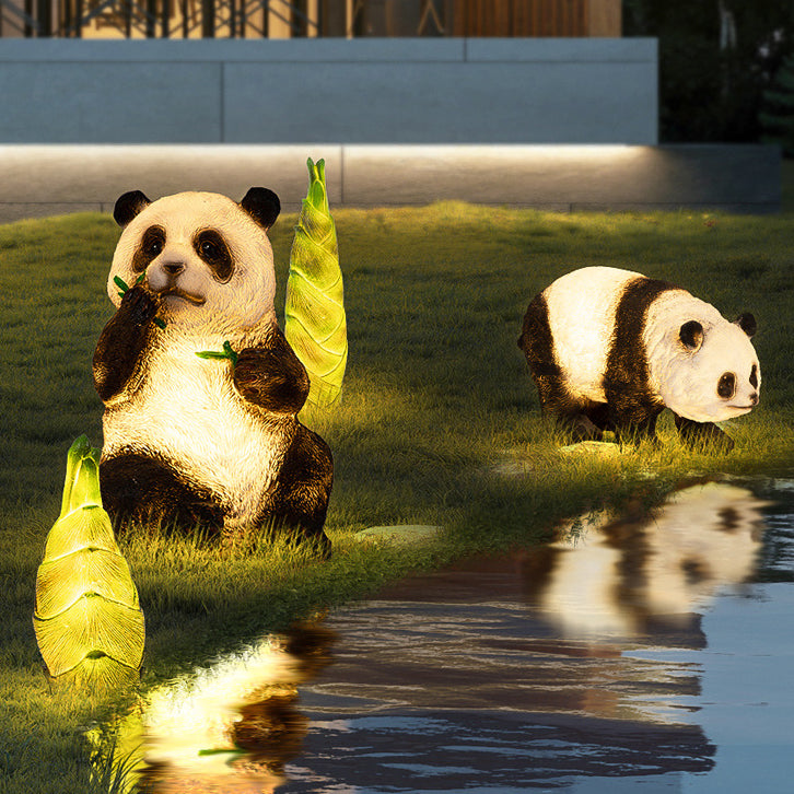Modern Art Deco Solar Waterproof Resin Fiberglass Imitation Panda Bamboo Shoot LED Outdoor Light Landscape Lighting For Garden