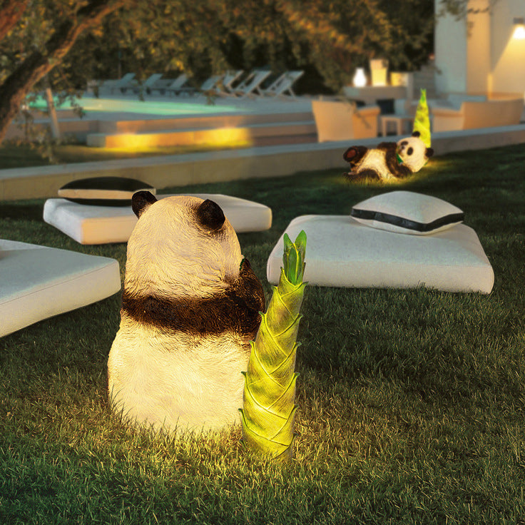 Modern Art Deco Solar Waterproof Resin Fiberglass Imitation Panda Bamboo Shoot LED Outdoor Light Landscape Lighting For Garden