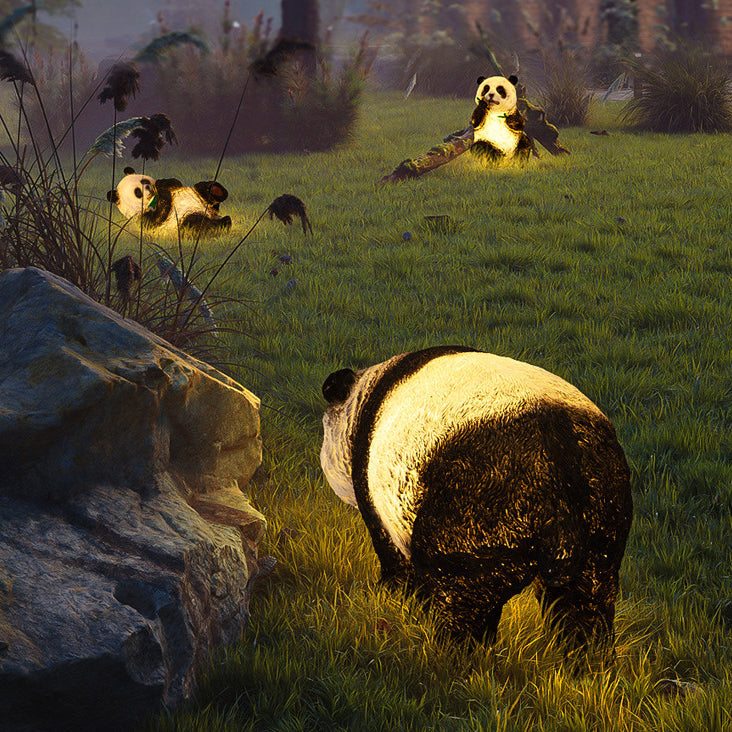 Modern Art Deco Solar Waterproof Resin Fiberglass Imitation Panda Bamboo Shoot LED Outdoor Light Landscape Lighting For Garden