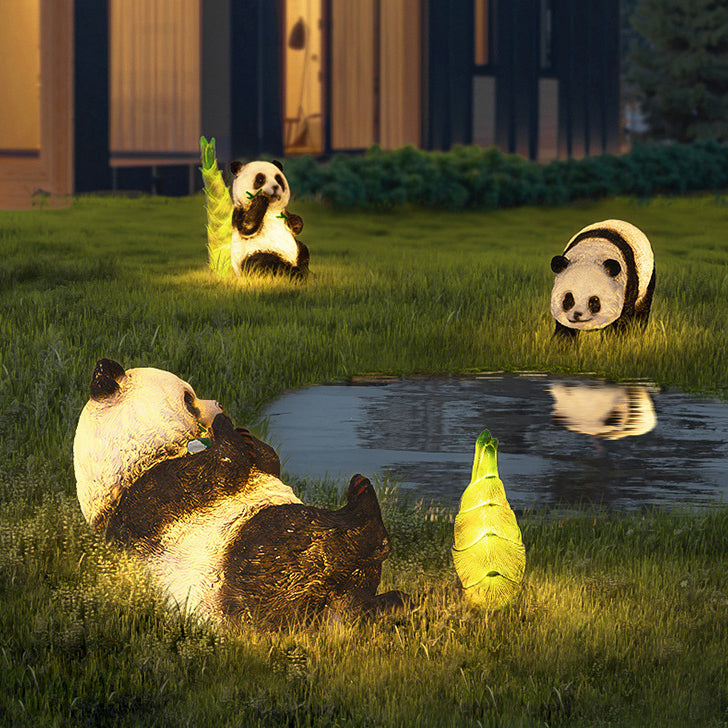Modern Art Deco Solar Waterproof Resin Fiberglass Imitation Panda Bamboo Shoot LED Outdoor Light Landscape Lighting For Garden