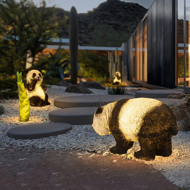 Modern Art Deco Solar Waterproof Resin Fiberglass Imitation Panda Bamboo Shoot LED Outdoor Light Landscape Lighting For Garden