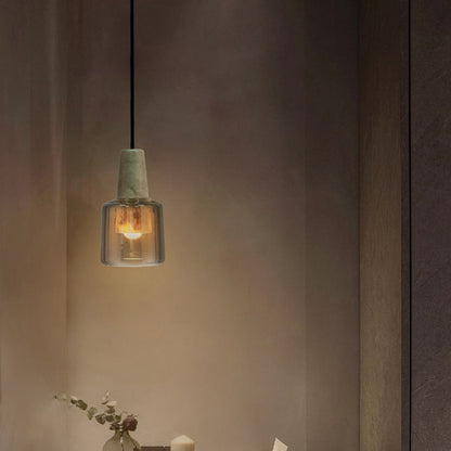 Contemporary Nordic Marble Glass Column 1-Light Pendant Light For Bedside
