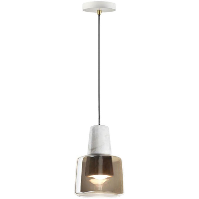Contemporary Nordic Marble Glass Column 1-Light Pendant Light For Bedside