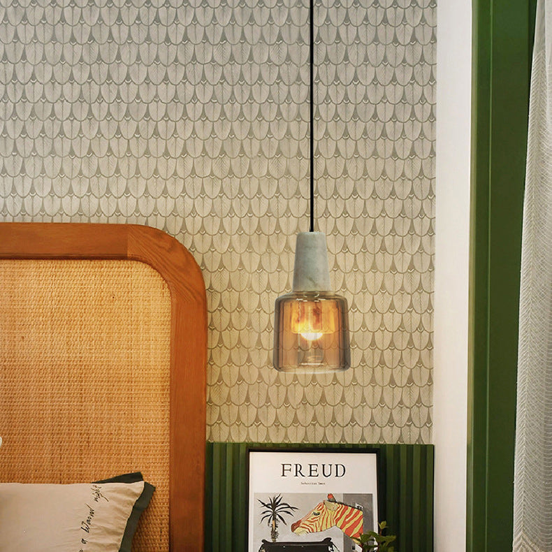 Contemporary Nordic Marble Glass Column 1-Light Pendant Light For Bedside