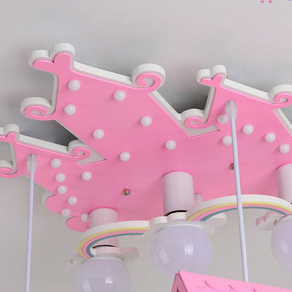 Contemporary Creative Kids Wood House 6-Light Chandeliers For Bedroom