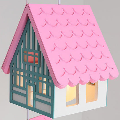 Contemporary Creative Kids Wood House 6-Light Chandeliers For Bedroom