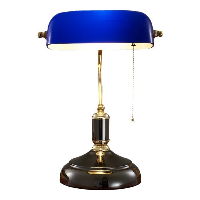 Contemporary Retro Glass Metal Strip Pull Switch 1-Light Table Lamp For Study