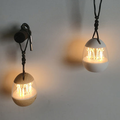 Contemporary Retro Rechargeable Aluminum Acrylic Egg Hanging LED Table Lamp Small Night Light For Bedroom