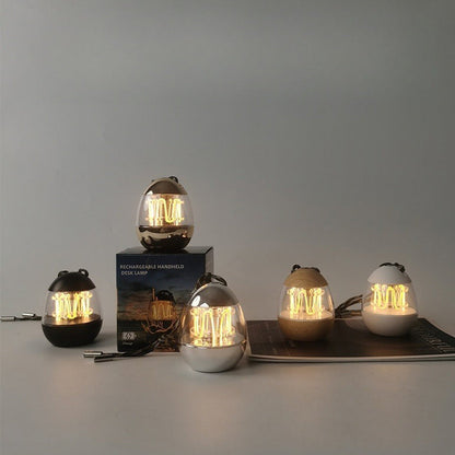 Contemporary Retro Rechargeable Aluminum Acrylic Egg Hanging LED Table Lamp Small Night Light For Bedroom