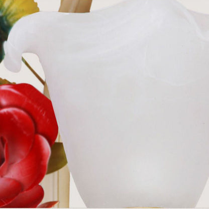 Traditional Farmhouse Iron Glass Rose Floral Bell 1/2 Light Wall Sconce Lamp For Hallway