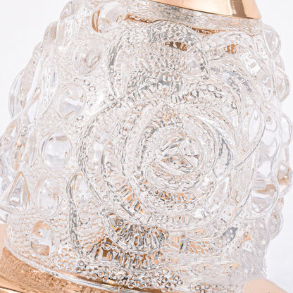 Modern Luxury Rechargeable Iron Glass Frosted Dome Petal Rose LED Table Lamp For Bedside