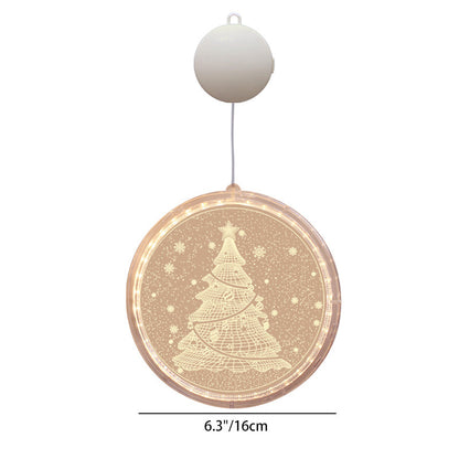 モダンアールデコ 電池式 PS製 ラウンド型 サンタ クリスマスツリー ベル 鹿 雪 吸盤 LED 壁付け照明 ダイニングルーム用 装飾ライト