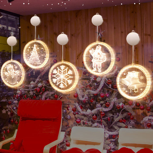 مصباح حائط LED بتصميم فني عصري على شكل بطارية PS دائري على شكل شجرة عيد الميلاد سانتا كلوز وجرس الغزلان والثلوج ومصباح شمعدان لتزيين غرفة الطعام 