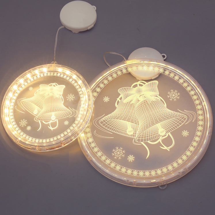 モダンアールデコ 電池式 PS製 ラウンド型 サンタ クリスマスツリー ベル 鹿 雪 吸盤 LED 壁付け照明 ダイニングルーム用 装飾ライト