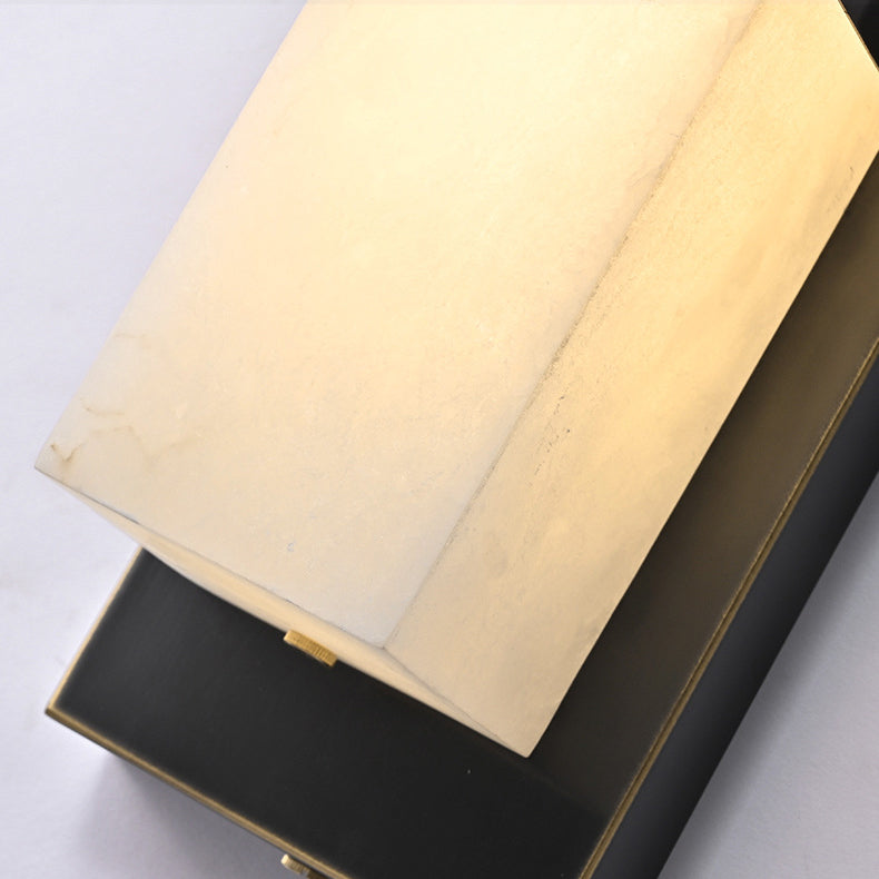 Traditional Chinese Waterproof Copper Imitation Marble Rectangular Lucky Cloud LED Wall Sconce Lamp For Outdoor Patio