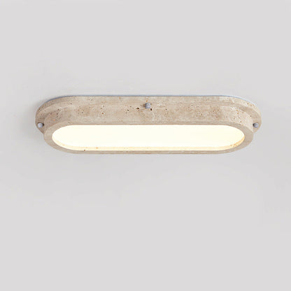 Traditional Japanese Travertine Acrylic Strip Elliptical LED Flush Mount Ceiling Light For Hallway