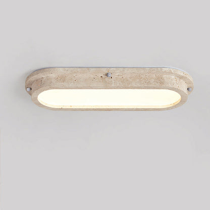 Traditional Japanese Travertine Acrylic Strip Elliptical LED Flush Mount Ceiling Light For Hallway