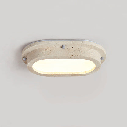 Traditional Japanese Travertine Acrylic Strip Elliptical LED Flush Mount Ceiling Light For Hallway